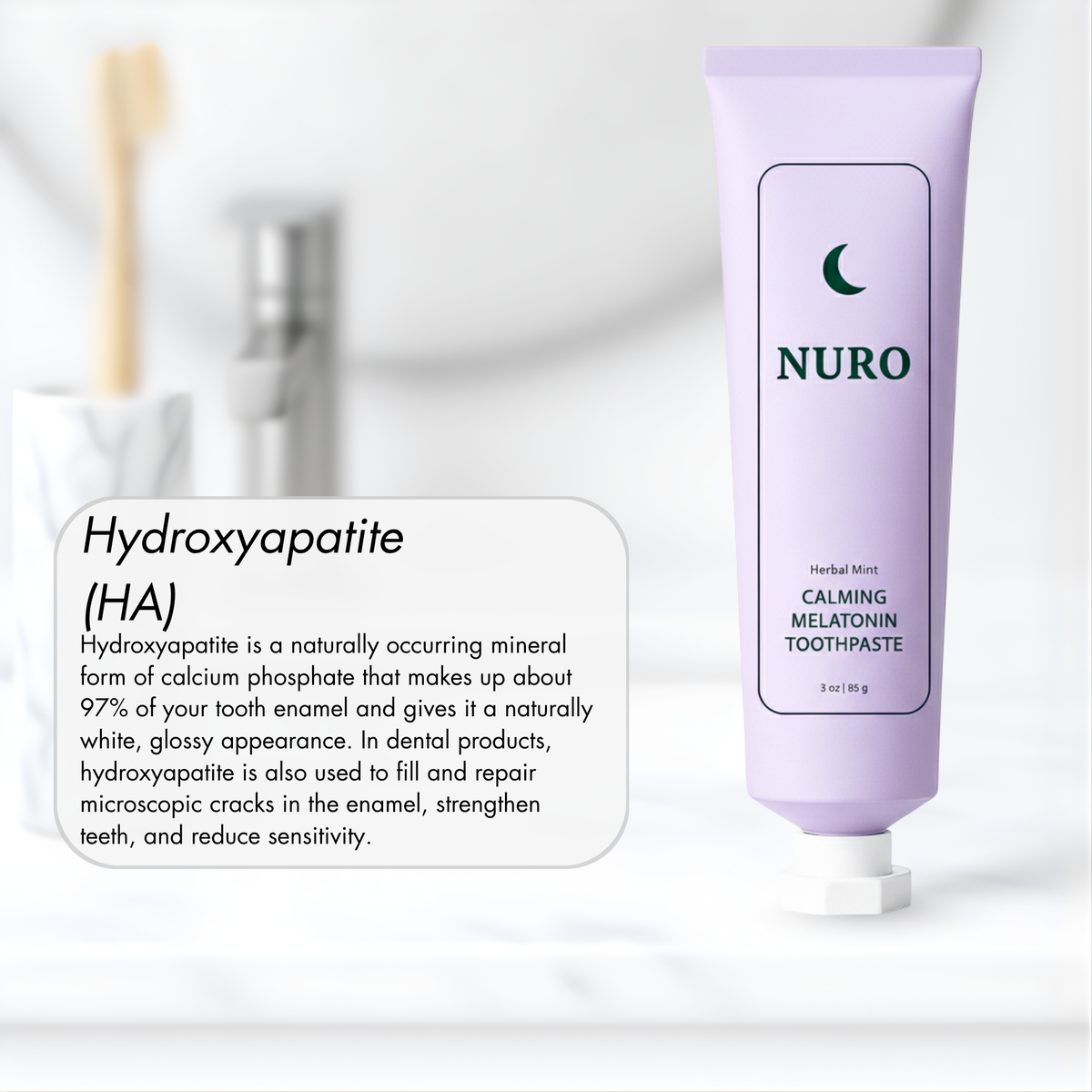 NURO PM Sleep Toothpaste – Melatonin + Chamomile | Hydroxyapatite Enamel Repair | Vegan Fluoride-Free Nighttime Toothpaste